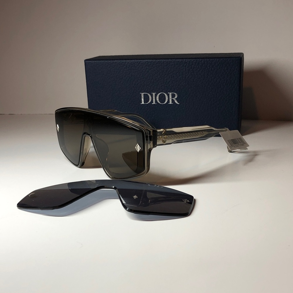 Dior CD Diamond M1U 40134U-L Men’s Mask Shield Sunglass Transparent Taupe Brown - Picture 7 of 14